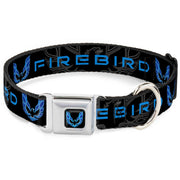 Pontiac Firebird Logo Black/Blues Seatbelt Buckle Collar - Pontiac FIREBIRD/Logo Black/Grays/Blues