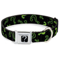 Load image into Gallery viewer, Riddler "?" Black/Silver Seatbelt Buckle Collar - Question Mark Scattere2 Black/Neon Green
