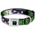 Load image into Gallery viewer, Riddler "?" Black/Green Seatbelt Buckle Collar - THE RIDDLER/Face CLOSE-UP Black/Green
