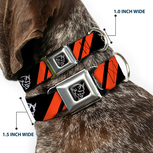 Dodge Demon Icon Full Color Black/White Seatbelt Buckle Collar - Dodge Stripes/Demon Icon Black/Red/White