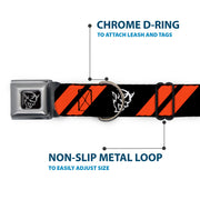 Dodge Demon Icon Full Color Black/White Seatbelt Buckle Collar - Dodge Stripes/Demon Icon Black/Red/White