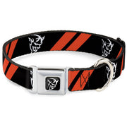 Dodge Demon Icon Full Color Black/White Seatbelt Buckle Collar - Dodge Stripes/Demon Icon Black/Red/White