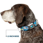 ROCKO'S MODERN LIFE Logo Full Color Black/Blues Seatbelt Buckle Collar - Rocko & Spunky Scattered Expressions/Triangles Blue/Lavender
