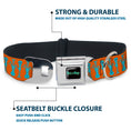 Load image into Gallery viewer, RICK AND MORTY Text Logo Full Color Black/Blue Seatbelt Buckle Collar - Mr. Meeseeks Poses Flip Orange
