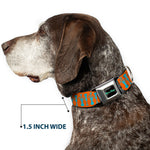 RICK AND MORTY Text Logo Full Color Black/Blue Seatbelt Buckle Collar - Mr. Meeseeks Poses Flip Orange
