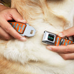 RICK AND MORTY Text Logo Full Color Black/Blue Seatbelt Buckle Collar - Mr. Meeseeks Poses Flip Orange