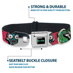 RICK AND MORTY Text Logo Full Color Black/Blue Seatbelt Buckle Collar - Rick and Morty Circuit Faces/Portal Gun Pink