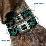 RICK AND MORTY Text Logo Full Color Black/Blue Seatbelt Buckle Collar - Rick and Morty Psychedelic Monster Pose Black/Greens
