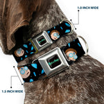 RICK AND MORTY Text Logo Full Color Black/Blue Seatbelt Buckle Collar - Rick and Morty Death Crystals and Morty Expression Black/Blues