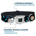 Load image into Gallery viewer, RICK AND MORTY Text Logo Full Color Black/Blue Seatbelt Buckle Collar - Rick and Morty Death Crystals and Morty Expression Black/Blues
