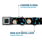 RICK AND MORTY Text Logo Full Color Black/Blue Seatbelt Buckle Collar - Rick and Morty Death Crystals and Morty Expression Black/Blues