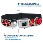 RICK AND MORTY Text Logo Full Color Black/Blue Seatbelt Buckle Collar - Rick and Morty Anatomy Park Collage Reds/Black