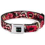RICK AND MORTY Text Logo Full Color Black/Blue Seatbelt Buckle Collar - Rick and Morty Anatomy Park Collage Reds/Black