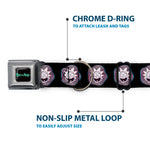 RICK AND MORTY Text Logo Full Color Black/Blue Seatbelt Buckle Collar - Rick and Morty Rick Vaporwave Bullseye Black/Blue/Red/White