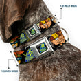 Load image into Gallery viewer, ROCKET POWER RP Logo Full Color Black/Green/Blue Seatbelt Buckle Collar - ROCKET POWER RP Logo/4-Character Faces CLOSE-UP Black/Green/Blue
