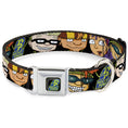 Load image into Gallery viewer, ROCKET POWER RP Logo Full Color Black/Green/Blue Seatbelt Buckle Collar - ROCKET POWER RP Logo/4-Character Faces CLOSE-UP Black/Green/Blue
