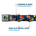 Load image into Gallery viewer, ROCKET POWER RP Logo Full Color Black/Green/Blue Seatbelt Buckle Collar - Rocket Power 4-Character Action Poses/Shapes Cool Gray/Multi Color
