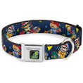 Load image into Gallery viewer, ROCKET POWER RP Logo Full Color Black/Green/Blue Seatbelt Buckle Collar - Rocket Power 4-Character Action Poses/Shapes Cool Gray/Multi Color
