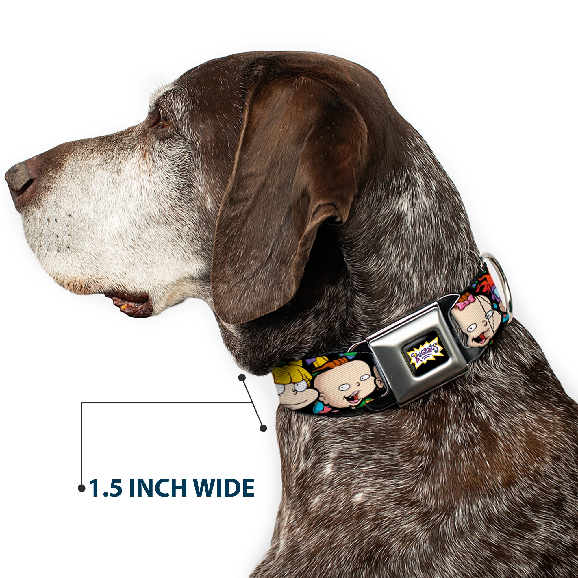 RUGRATS Logo Full Color Seatbelt Buckle Collar - Rugrats Character Faces CLOSE-UP