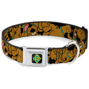 SD Dog Tag Full Color Black Yellow Blue Seatbelt Buckle Collar - Scooby Doo Stacked CLOSE-UP Black