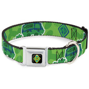 Scooby Doo Dog Tag Full Color Seatbelt Buckle Collar - Scooby Doo Mystery Machine/Dog Tag Collage Greens/Blues