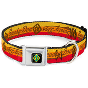 Scooby Doo Dog Tag Full Color Seatbelt Buckle Collar - SCOOBY-DOO Script/SD Icon Stripe Yellow/Orange/Red/Brown