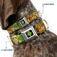 Load image into Gallery viewer, SD Dog Tag Full Color Black/Yellow/Blue Seatbelt Buckle Collar - Scooby Doo Character Faces Close-Up Green
