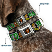 Scooby Doo Face Full Color Black Seatbelt Buckle Collar - Scooby Doo & Shaggy Pose/BAKED Black/Green