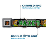Scooby Doo Face Full Color Black Seatbelt Buckle Collar - Scooby Doo & Shaggy Pose/BAKED Black/Green