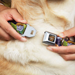 Scooby Doo Face Full Color Black Seatbelt Buckle Collar - Scooby & Shaggy Hugging w/Werewolf Man Purple
