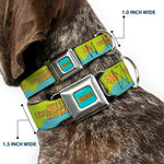 SCOOBY DOO! Text Logo Full Color Aqua/Orange Seatbelt Buckle Collar - Scooby Doo THE MYSTERY MACHINE Paint Job Green/Aqua/Orange