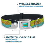 SCOOBY DOO! Text Logo Full Color Aqua/Orange Seatbelt Buckle Collar - Scooby Doo THE MYSTERY MACHINE Paint Job Green/Aqua/Orange