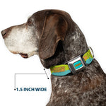SCOOBY DOO! Text Logo Full Color Aqua/Orange Seatbelt Buckle Collar - Scooby Doo THE MYSTERY MACHINE Paint Job Green/Aqua/Orange