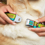 SCOOBY DOO! Text Logo Full Color Aqua/Orange Seatbelt Buckle Collar - Scooby Doo THE MYSTERY MACHINE Paint Job Green/Aqua/Orange