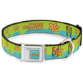 Load image into Gallery viewer, SCOOBY DOO! Text Logo Full Color Aqua/Orange Seatbelt Buckle Collar - Scooby Doo THE MYSTERY MACHINE Paint Job Green/Aqua/Orange
