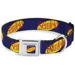 SEINFELD Spotlight Logo Full Color Navy/Yellow/Red Seatbelt Buckle Collar - SEINFELD Spotlight Logo Navy/Yellow/Red