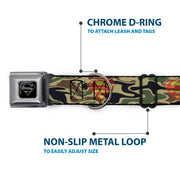 Superman Black Silver Seatbelt Buckle Collar - Superman Shield Camo Olive