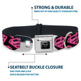 Load image into Gallery viewer, Superman Black Silver Seatbelt Buckle Collar - Diagonal Superman Logo w/Hearts Black/Pink
