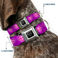 Load image into Gallery viewer, Superman Black Silver Seatbelt Buckle Collar - Superman Logo in Heart Purple/White/Pink
