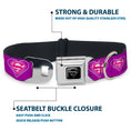 Load image into Gallery viewer, Superman Black Silver Seatbelt Buckle Collar - Superman Logo in Heart Purple/White/Pink
