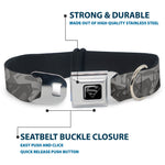 Superman Black/Silver Seatbelt Buckle Collar - Superman Shield Camouflage Grays