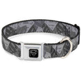 Load image into Gallery viewer, Superman Black/Silver Seatbelt Buckle Collar - Superman Shield Camouflage Grays
