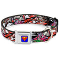 Load image into Gallery viewer, Superman Full Color Blue Seatbelt Buckle Collar - Superman Color Flying Bricks Scene
