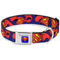 Load image into Gallery viewer, Superman Full Color Blue Seatbelt Buckle Collar - Superman Shield w/Cape
