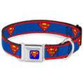 Load image into Gallery viewer, Superman Full Color Blue Seatbelt Buckle Collar - Superman Shield/Stripe Red/Blue

