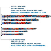 Superman Full Color Blue Seatbelt Buckle Collar - Superman Action Poses/Stars & Stripes