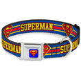 Load image into Gallery viewer, Superman Full Color Blue Seatbelt Buckle Collar - SUPERMAN/Shield Stripe Blue/Yellow/Red
