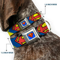 Load image into Gallery viewer, Superman Blue Seatbelt Buckle Collar - Jagged Superman Shield CLOSE-UP Yellow/Blue/Red
