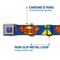 Load image into Gallery viewer, Superman Blue Seatbelt Buckle Collar - Jagged Superman Shield CLOSE-UP Yellow/Blue/Red
