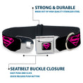 Load image into Gallery viewer, Superman Black/Hot Pink Seatbelt Buckle Collar - Superman Shield Black/Hot Pink
